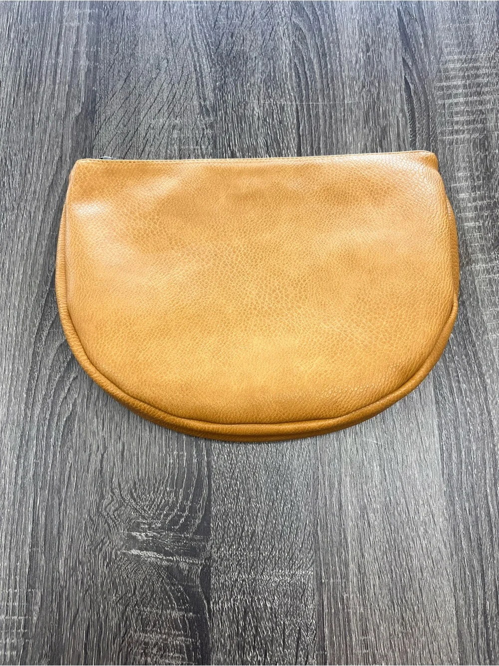 Anthropologie Mustard Leopard-Print  lined Cosmetic Pouch Toiletry Zipper Vegan